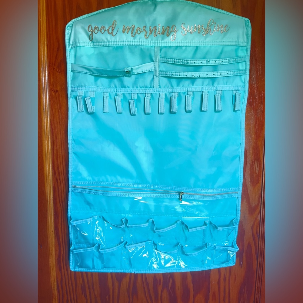 Sea foam green hanging jewelry organizer